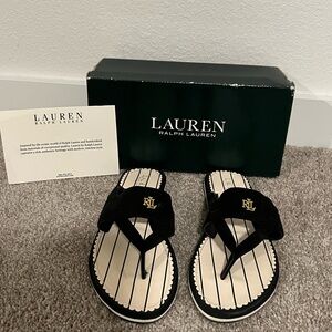 Ralph Lauren Black and White Striped Sandals